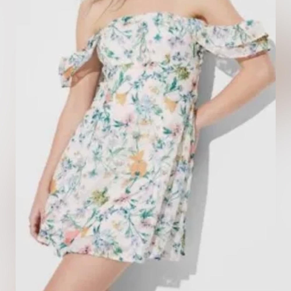 NWOT Dress Wild Fable Floral off the shoulder ruffle Sleeve mini dress